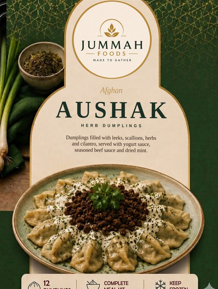 Jummah Foods Afghan Aushak herb dumplings full packaging